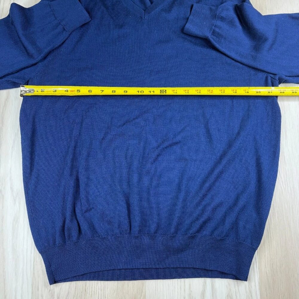 Mott & Bow Mens Blue V-Neck Merino Wool Stretch Long Sleeve Sweater Size XL - Picture 8 of 9
